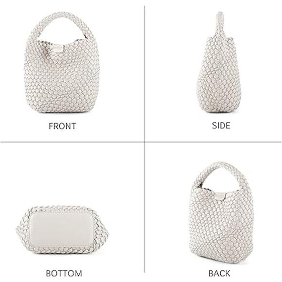 New Likebag Womens Creamy White Faux Leather Woven Handbag Purse Retro Bag - Picture 3 of 6